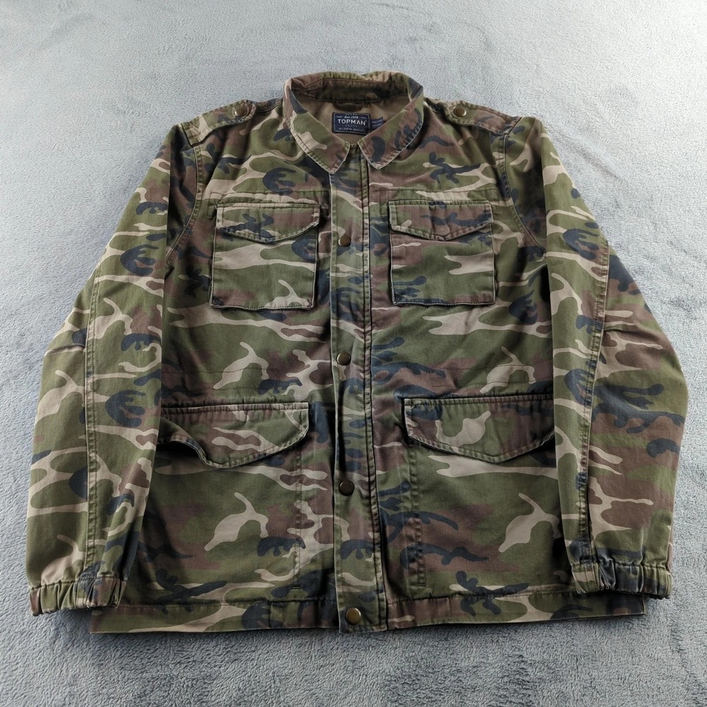 Topman‎ Jacket Mens Large Camo Utility Field 100% Cotton Military Style Shacket